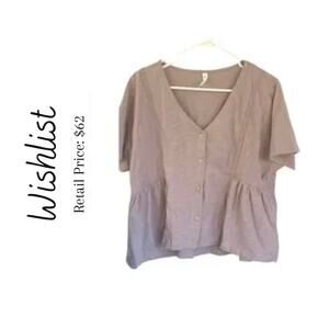 NWOT Women's Wishlist Lace Trim Button Down Shirt